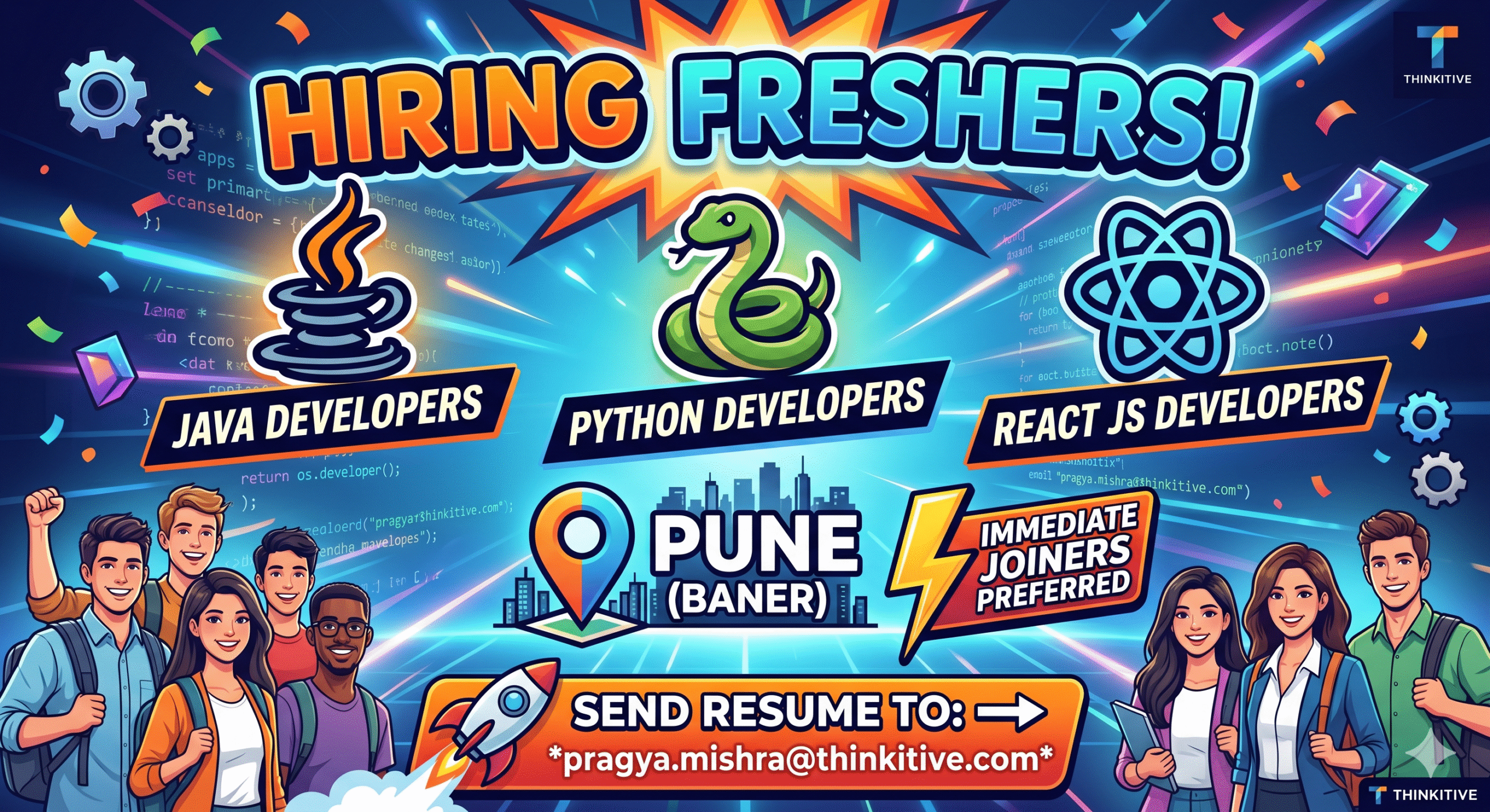 Thinkitive Technologies Hiring Freshers & Experienced (1-2 Yrs) | Java Python & React JS Developers | Baner Pune