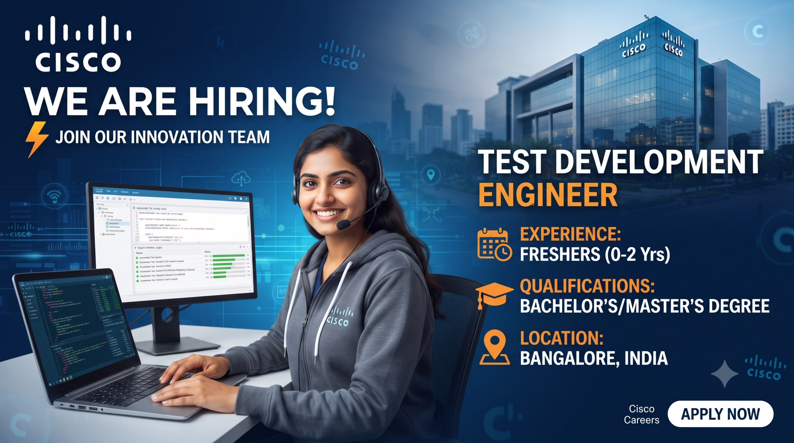 Cisco Hiring 2026: Test Development Engineer | Freshers (0-2 Yrs) | Bangalore (Hybrid)