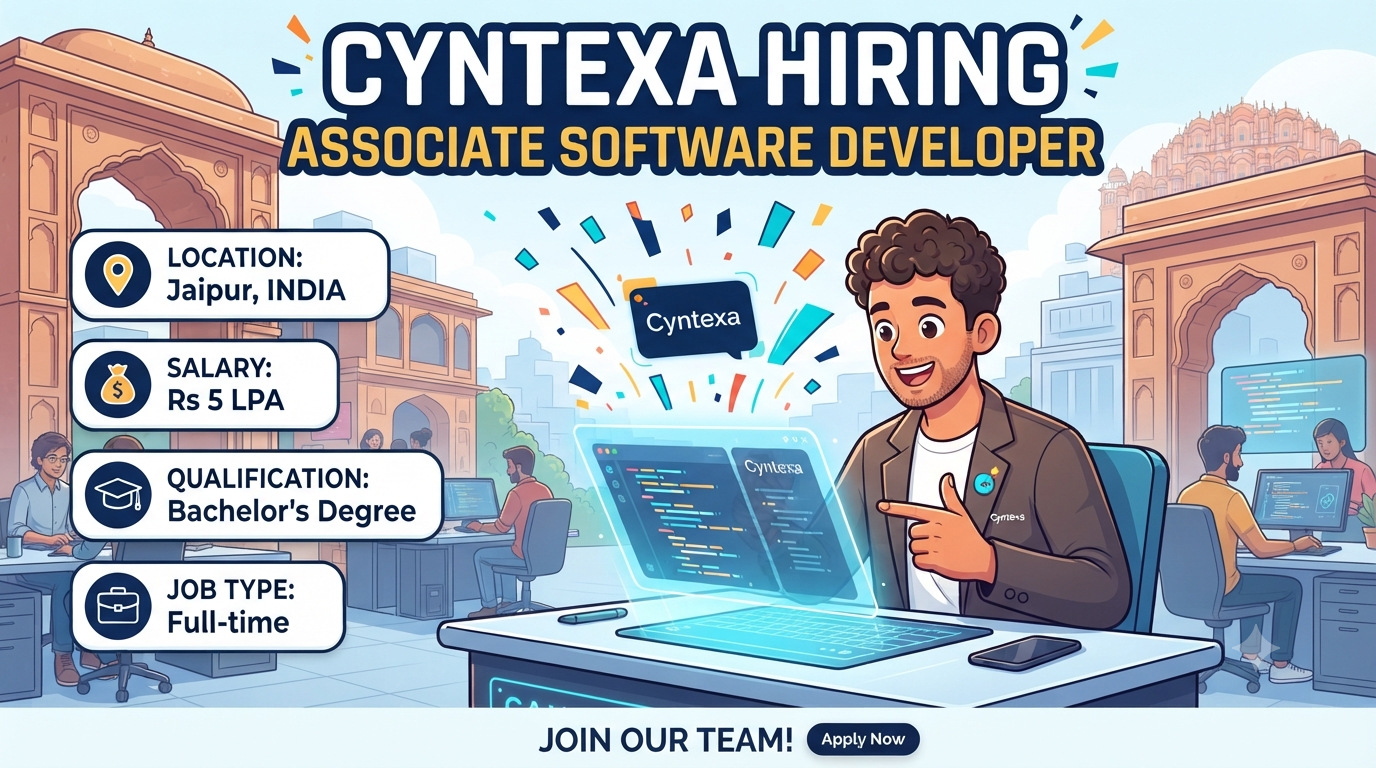 Cyntexa Hiring 2026: Associate Software Developer | Freshers | Rs 5 LPA | Jaipur