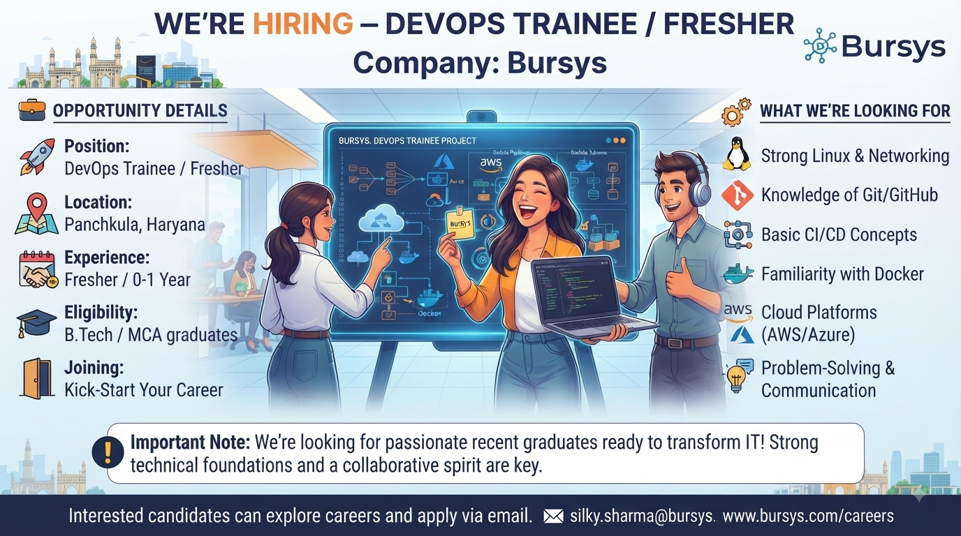 Bursys Recruitment 2026: DevOps Trainee Role for Freshers (0-1 Years) | Panchkula, Haryana