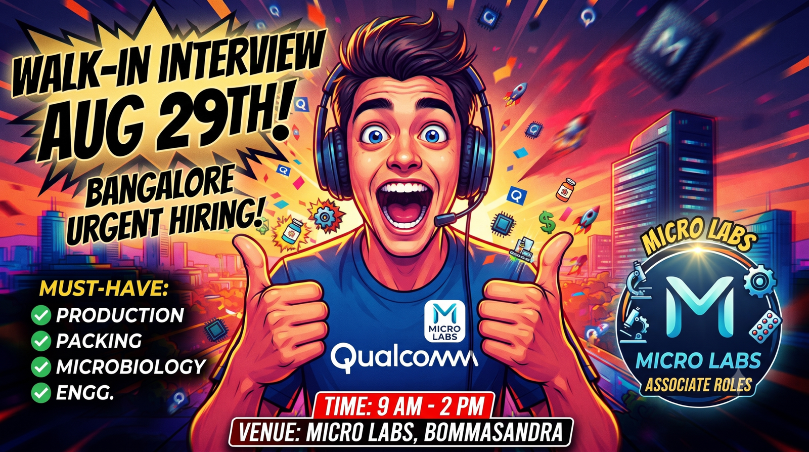 Micro Labs Walk-In Interview 2026: Production, Microbiology & Engineering | Bommasandra, Bangalore