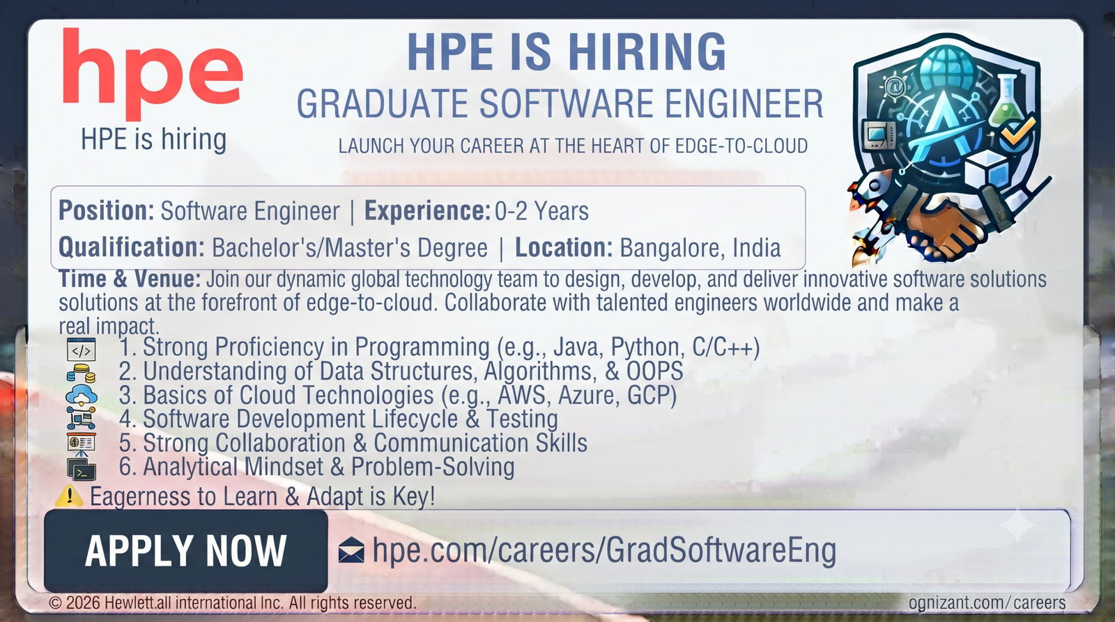 HPE Recruitment 2026: Graduate Software Engineer | Remote (Bengaluru Base)