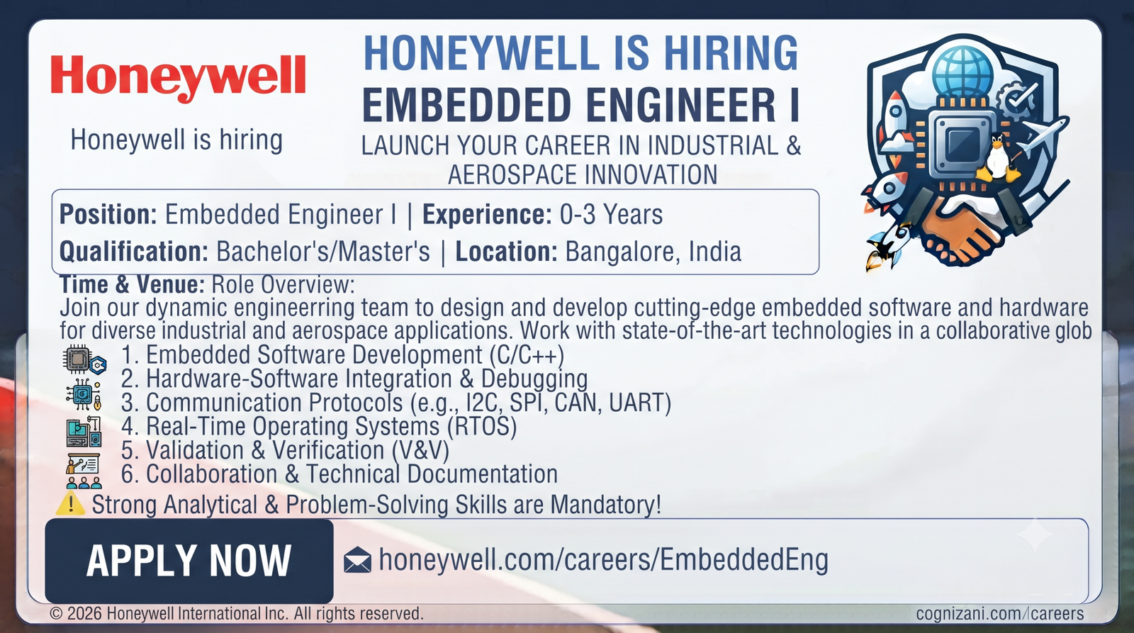 Honeywell Recruitment 2026: Embedded Engineer I (0-3 Years) | Bengaluru