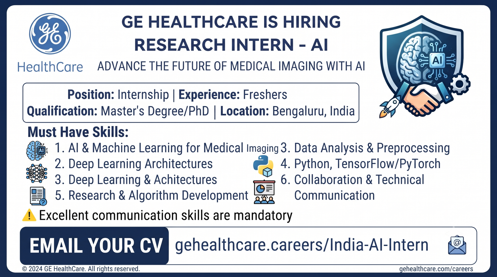 GE HealthCare Recruitment 2026: Research Intern (Artificial Intelligence & Machine Learning) | Bengaluru