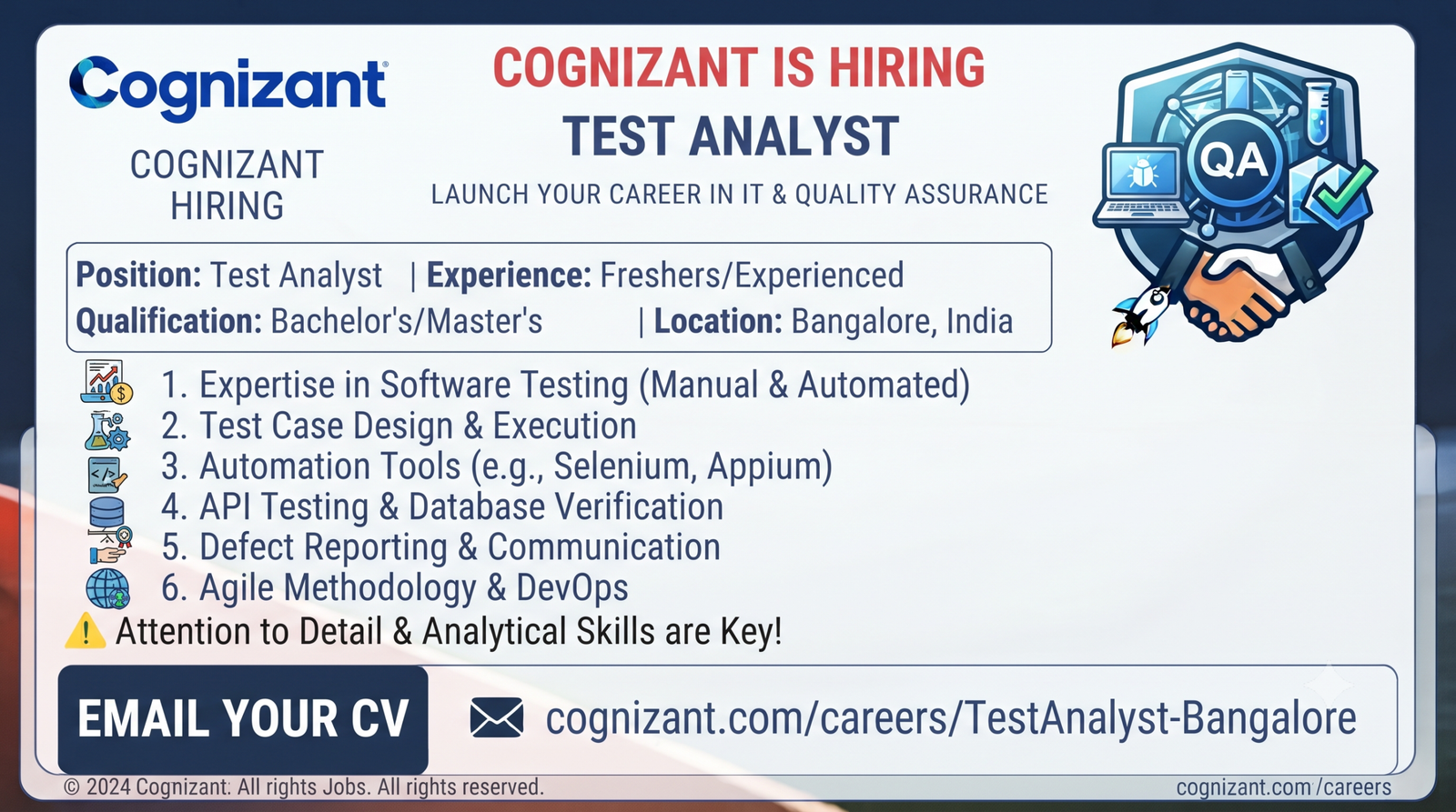 Cognizant Recruitment 2026: Firmware & WiFi Test Analyst | Bangalore (Hybrid)