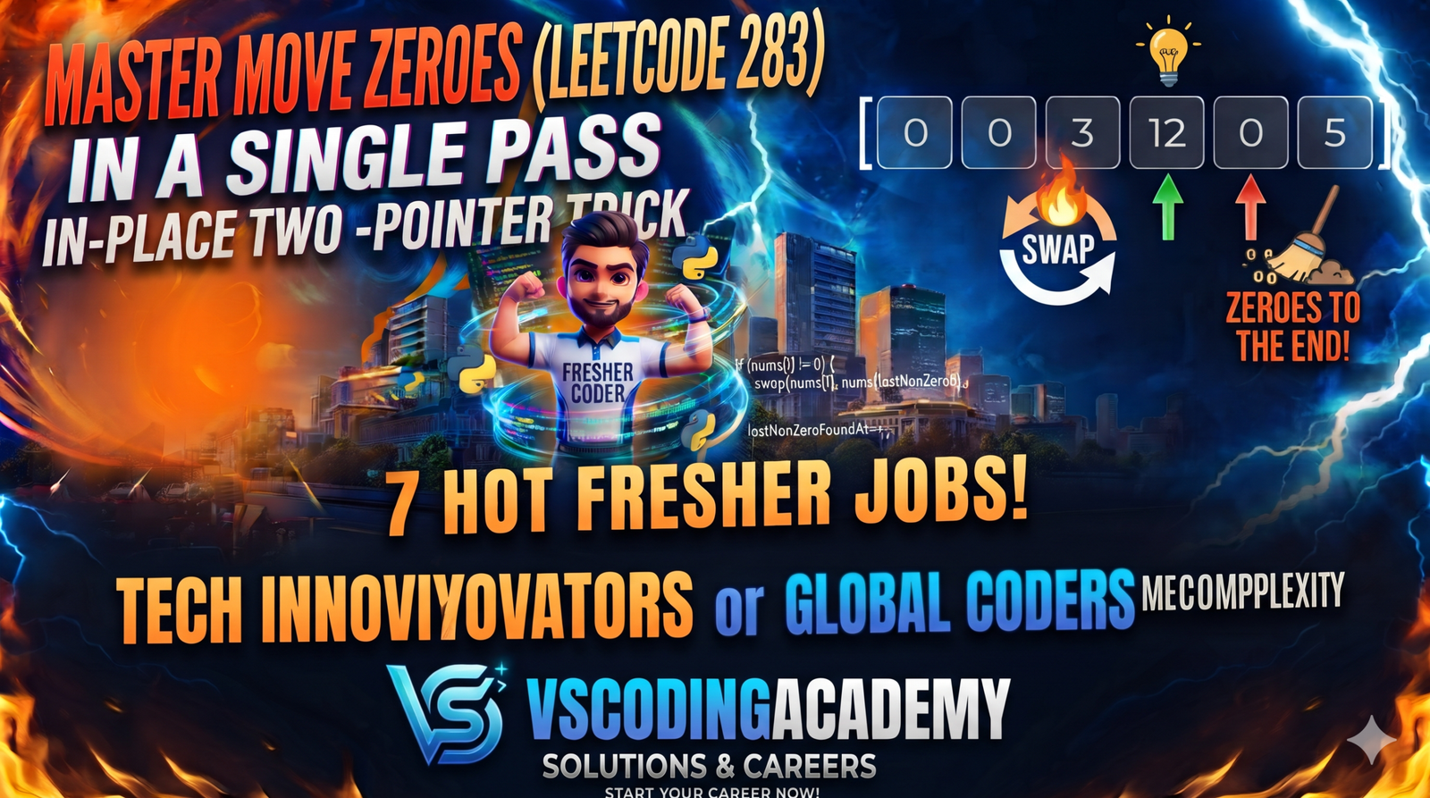 Master Move Zeroes (LeetCode 283) in a Single Pass: In-Place Two-Pointer Trick | Day 3 of 180